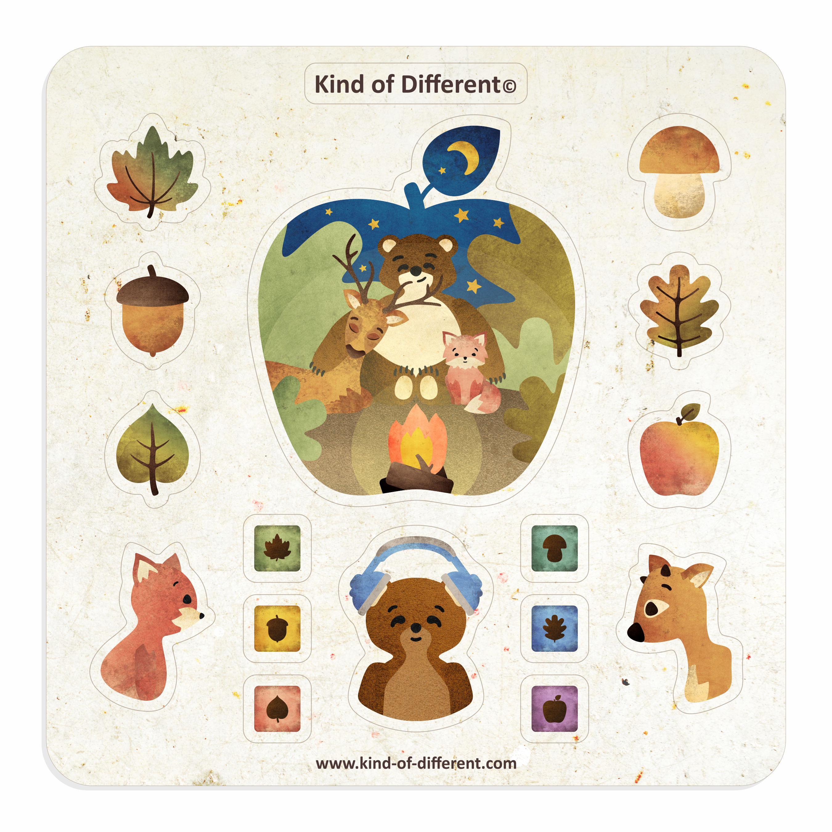 Different Sticker Kind of Different Sticker Set, 1 Sheet, 16 Stickers